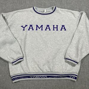 Vintage Yamaha Sweater Size Large Crewneck Spellout Motocross Boxy 80s Gray
